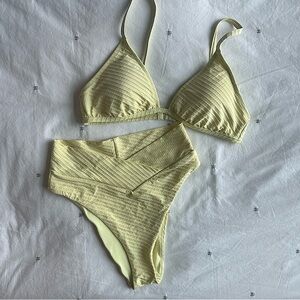 Aerie Jacquard Bikini Chartreuse